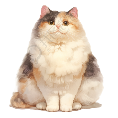 猫咪水彩画可商用插图
