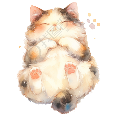 猫咪水彩画素材