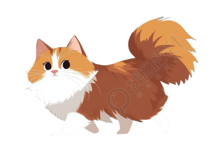 长毛猫创意插画