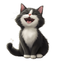 卡通小猫开心插画