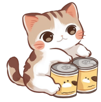 猫咪和猫罐头插画