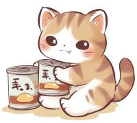 猫咪和猫罐头元素