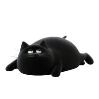 可爱憨态的黑猫插图