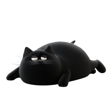 可爱憨态的黑猫插图