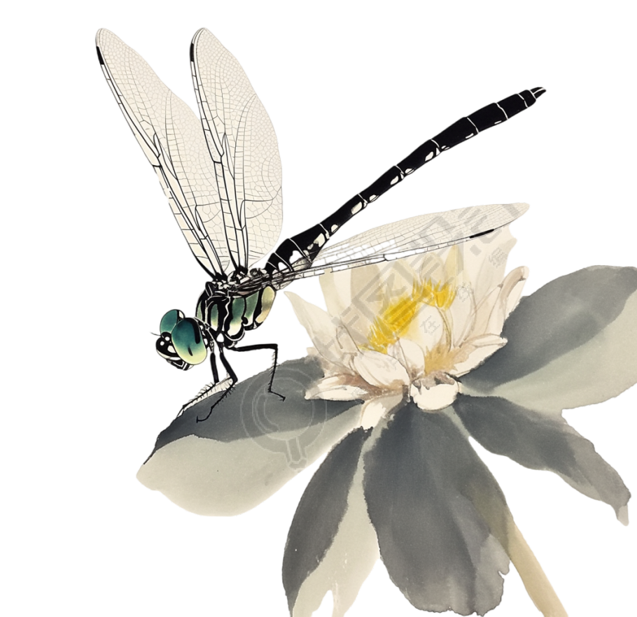 蜻蜓荷花插画