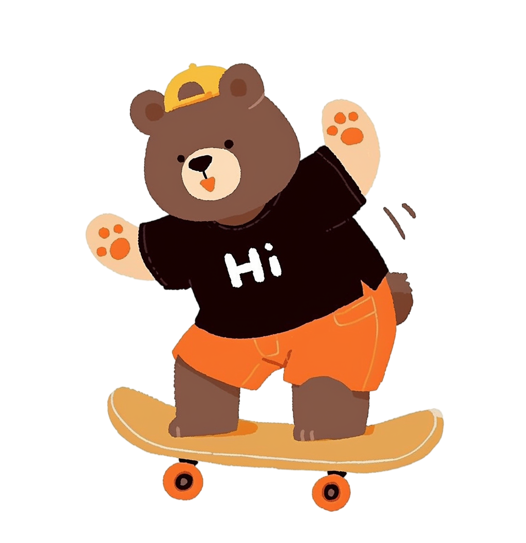 小熊玩滑板插图