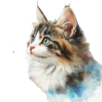 猫咪水彩风元素