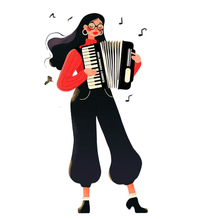 手风琴音乐家卡通插画