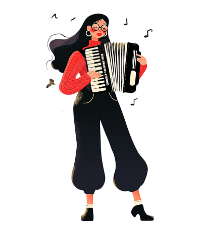 手风琴音乐家卡通插画