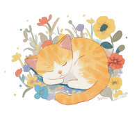 花丛中的猫插图