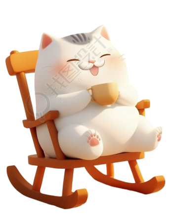 摇椅上的慵懒猫元素