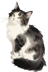 猫水墨风格元素
