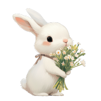 兔子手持鲜花元素
