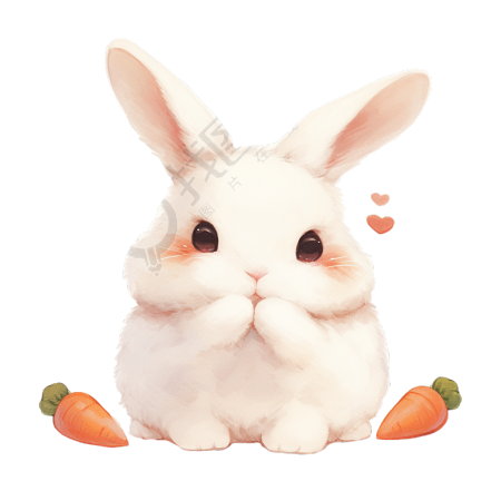 小白兔吃胡萝卜插画
