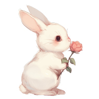 白兔红玫瑰插画