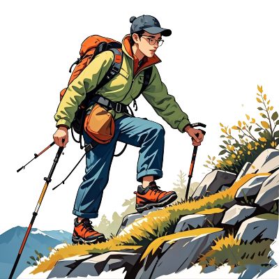 登山者卡通元素
