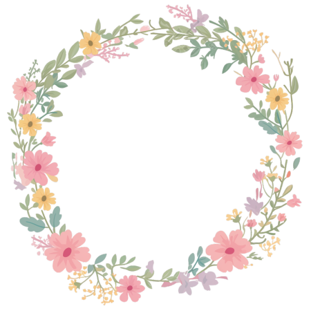 野花边框矢量插图