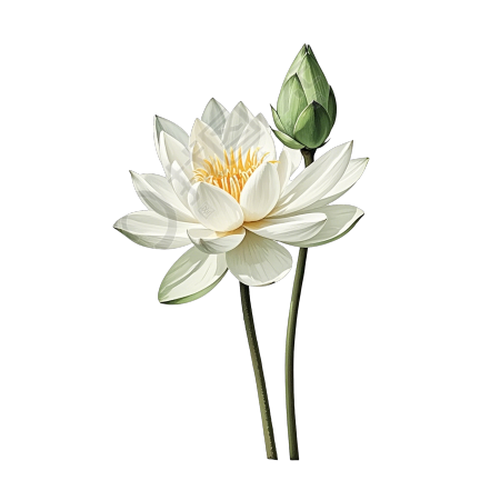 白色睡莲元素