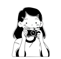 女生拍照黑白线条元素