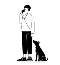 男生遛狗插图