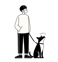 男生遛狗元素