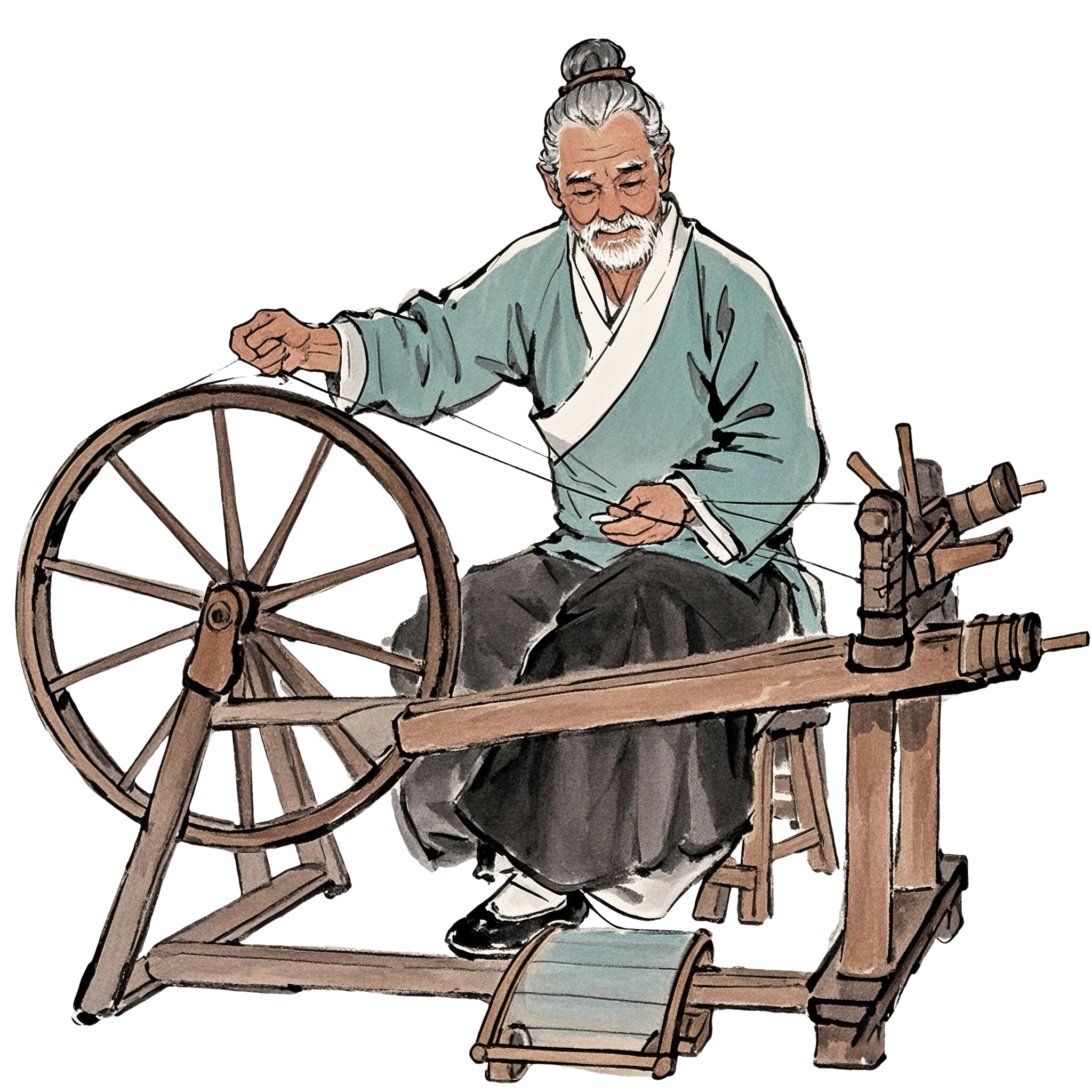 纺车纺线元素