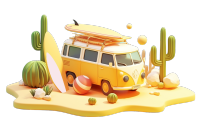 公路旅行卡通风格插图