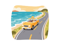 公路旅行插画