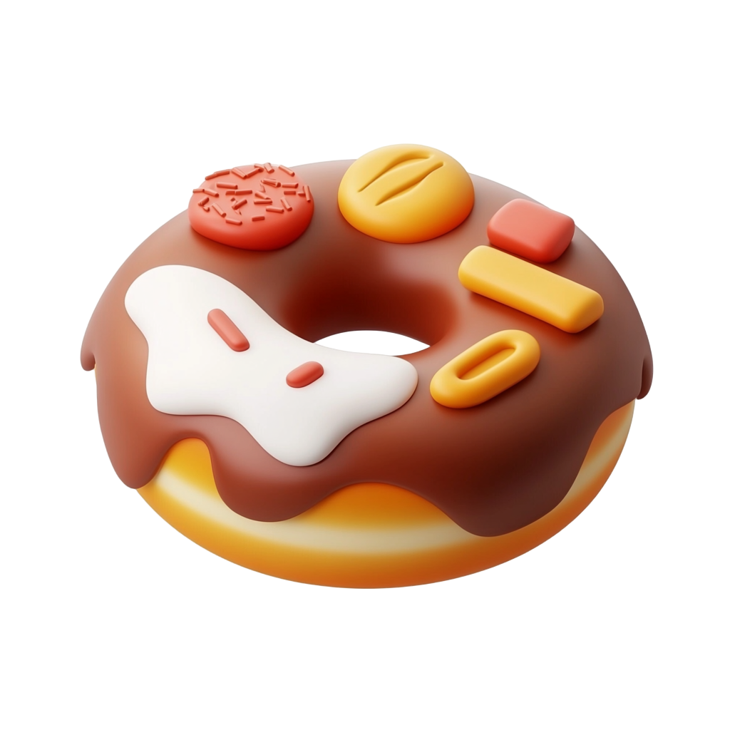3D甜甜圈图标插图