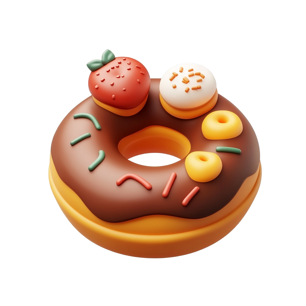 3D甜甜圈图标元素