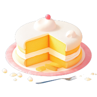 3D香草蛋糕创意插图