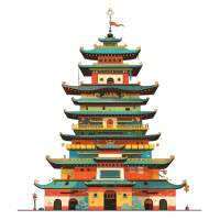 中国塔楼建筑插图