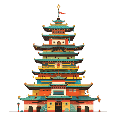 中国塔楼建筑插图