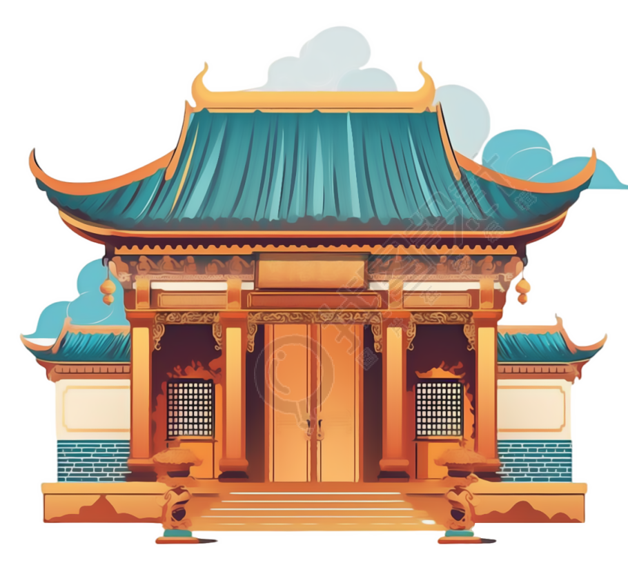 中国古风建筑插画