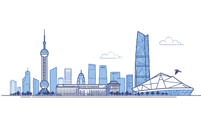 彩色城市建筑插画设计