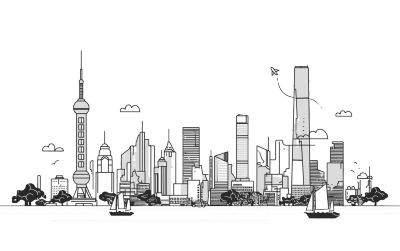 城市天际线建筑插画