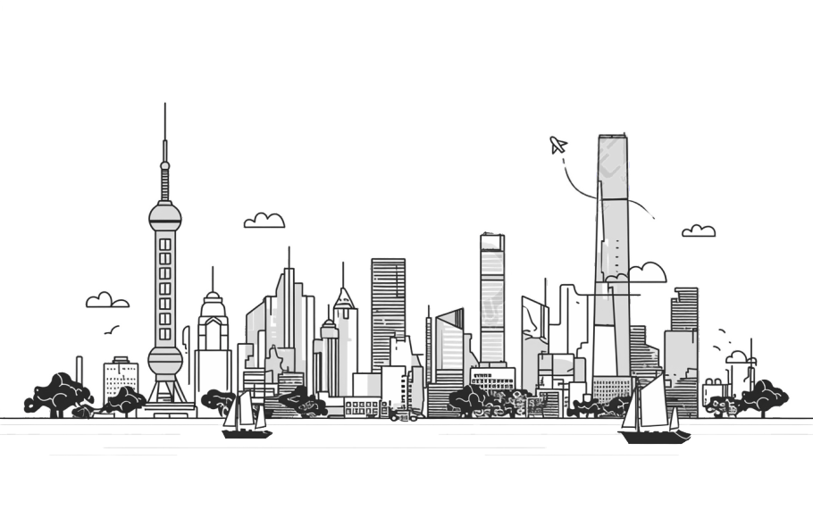 城市天际线建筑插画