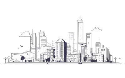 城市天际线建筑插图