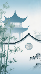 中国风蓝色背景插图