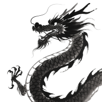水墨线描中国龙PNG