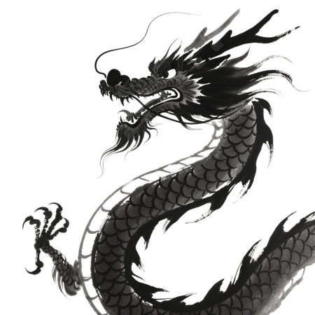 中国龙水墨风元素