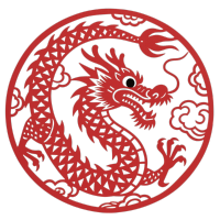 红色中国龙剪纸PNG素材