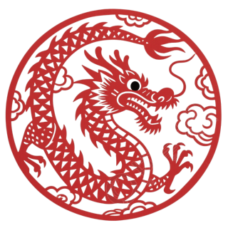 中国龙剪纸风格元素