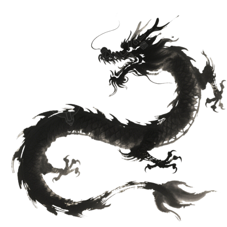 中国龙水墨风PNG插画