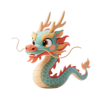 纯色扁平化设计中国龙PNG素材