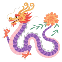 纯白色背景下的中国龙插画素材
