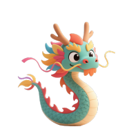 纯色可爱中国龙PNG素材