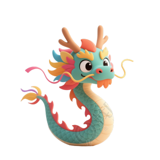 3D中国龙PNG插画