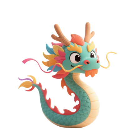 3D中国龙PNG插画
