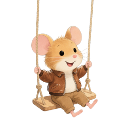 棕黄色小老鼠水彩画PNG